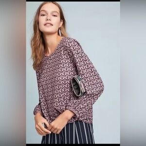 Anthropologie Sunday in Brooklyn Twist knot tie front blouse purple & Lavender